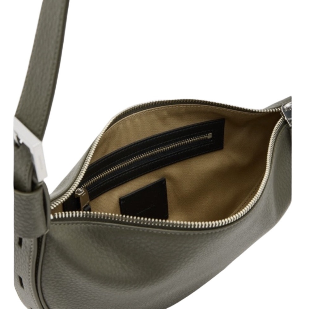 AllSaints Half Moon Tarmac Green Leather Crossbody bag - Picture 5 of 16